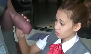 Asian schoolgirl opens near less suck giving cock